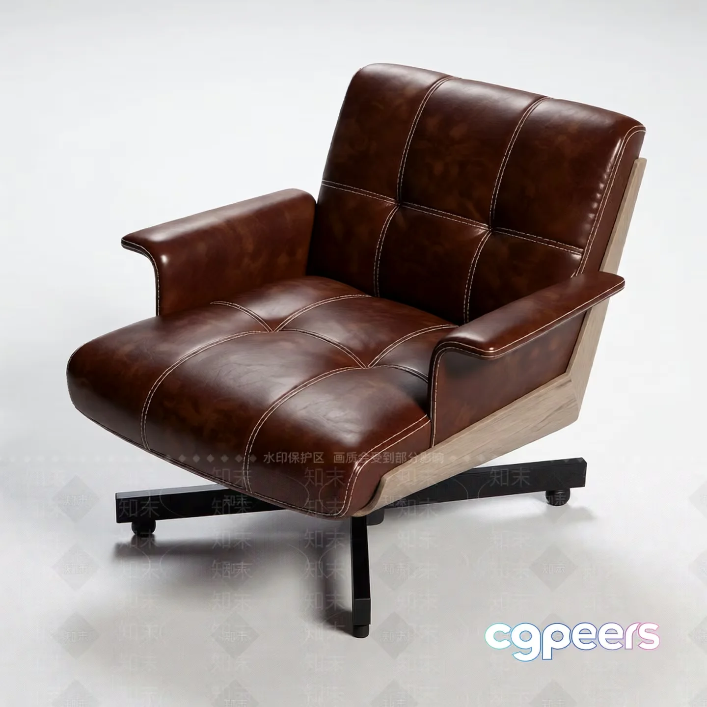 Brown Leather Armchair 3D Model – 3247 – VRAY Render
