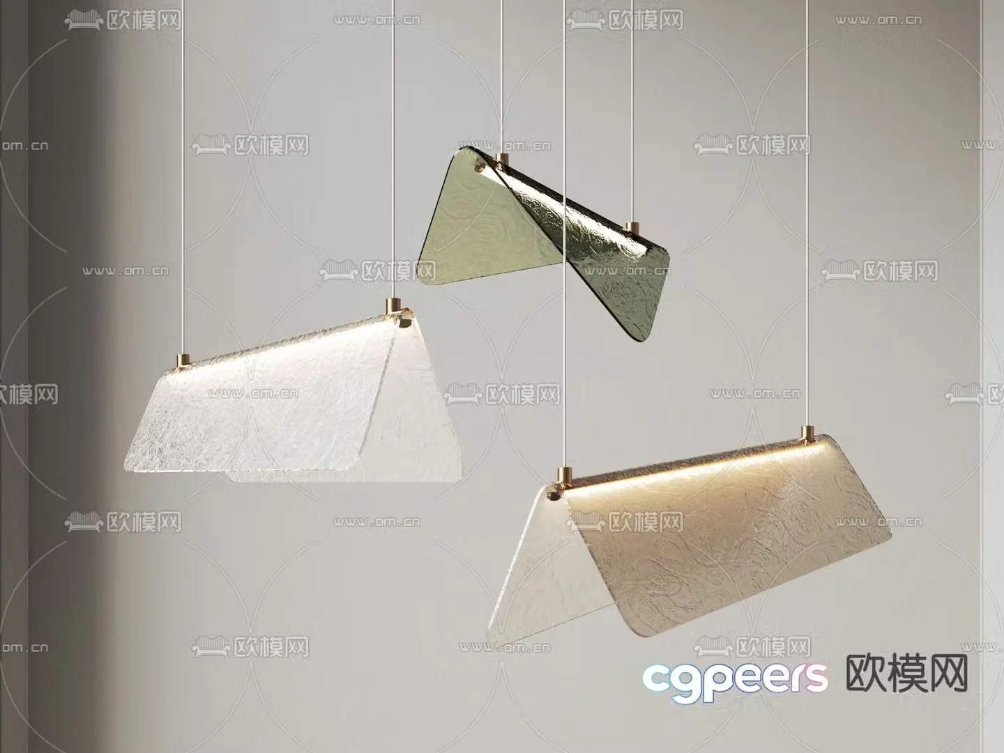 Cattelan Italia modern glass piece folding chandelier 3d model