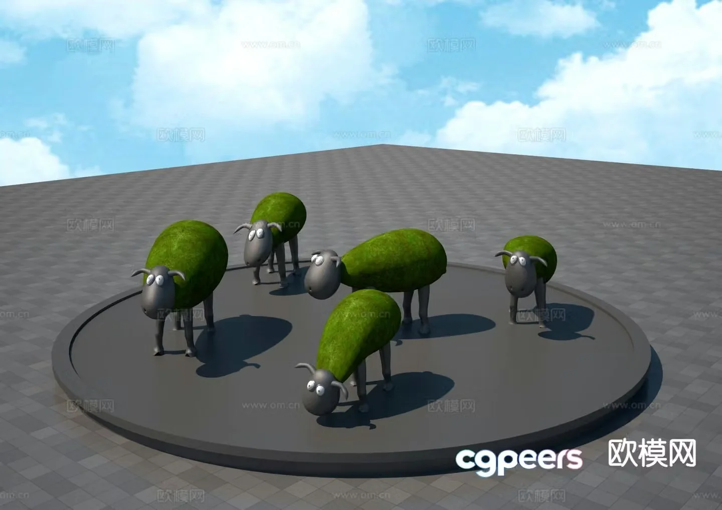 Shaun the Sheep Sculpture Plant Sculpture 3D Model