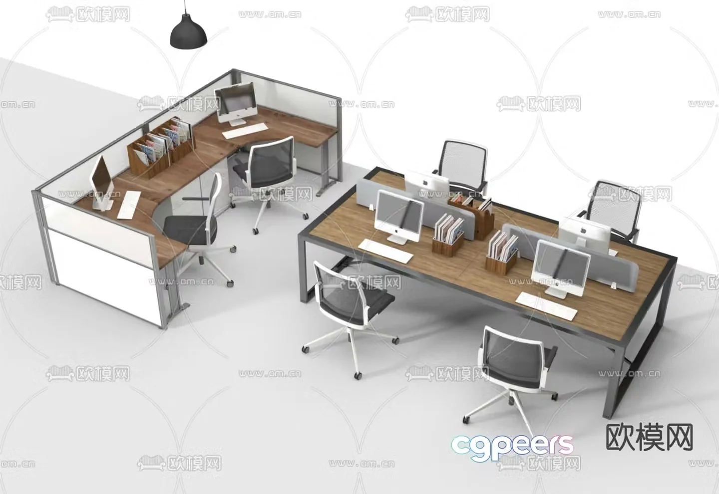 Office desk and chair screen card 3d model
