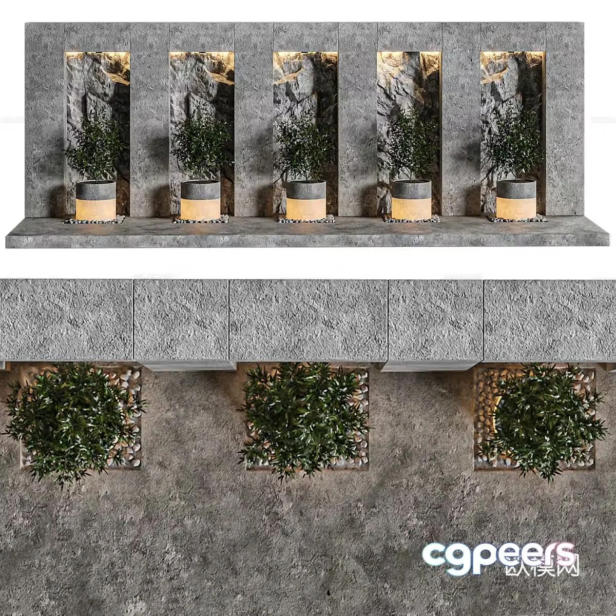 New Chinese style courtyard landscape sketch 3D model
