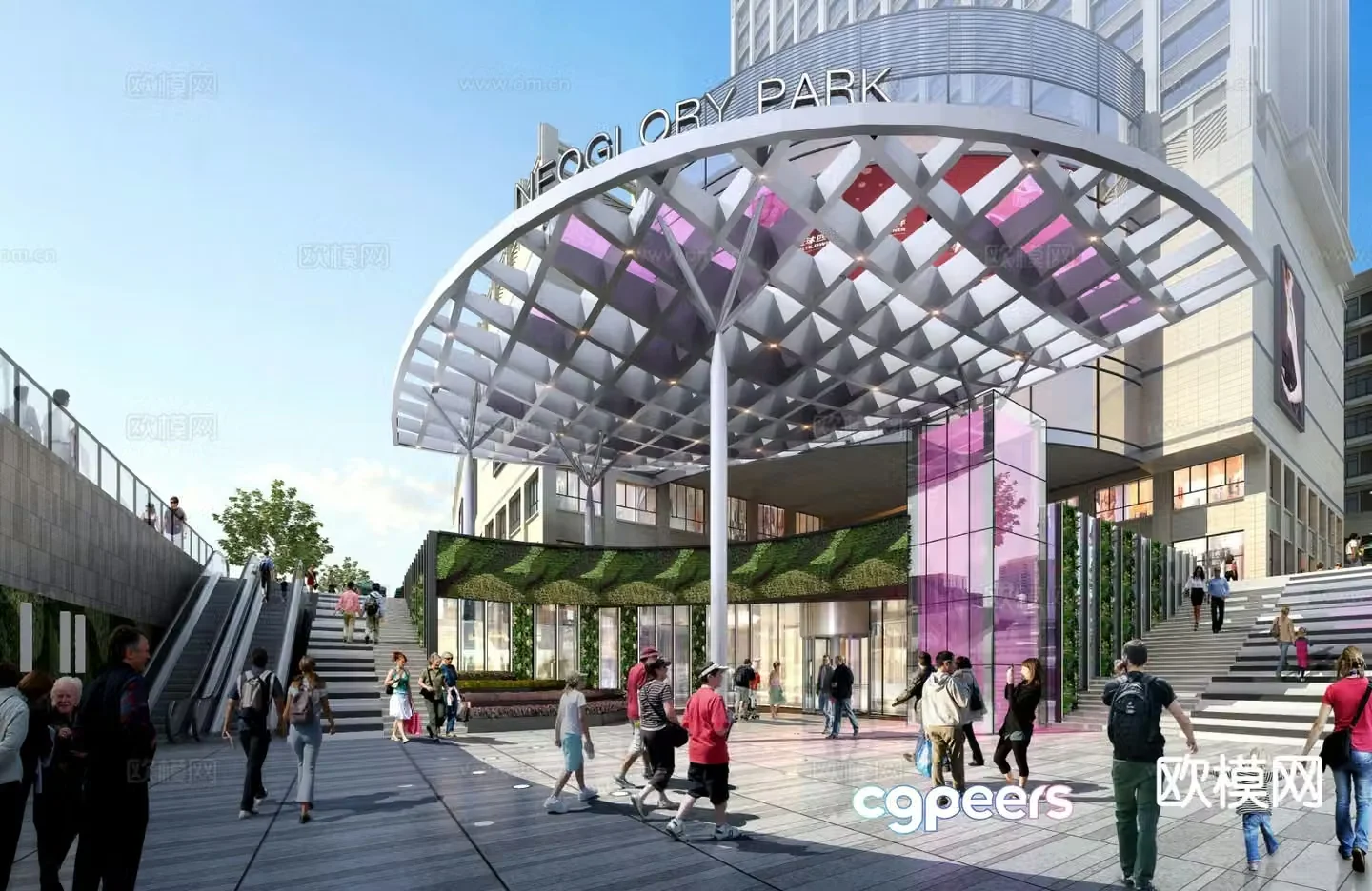 Commercial street square exterior 3d model