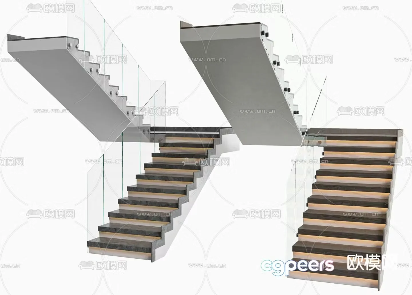Handrail Stair Glass Stair 3D Model