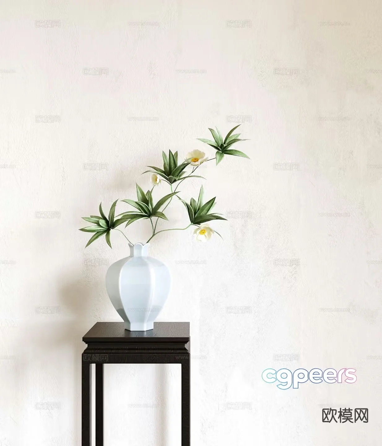New Chinese style vase floral arrangement flower arrangement flowers 3d model