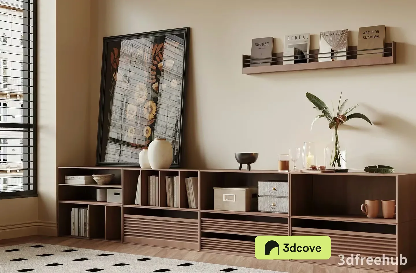 A Large Wooden Shelving Unit