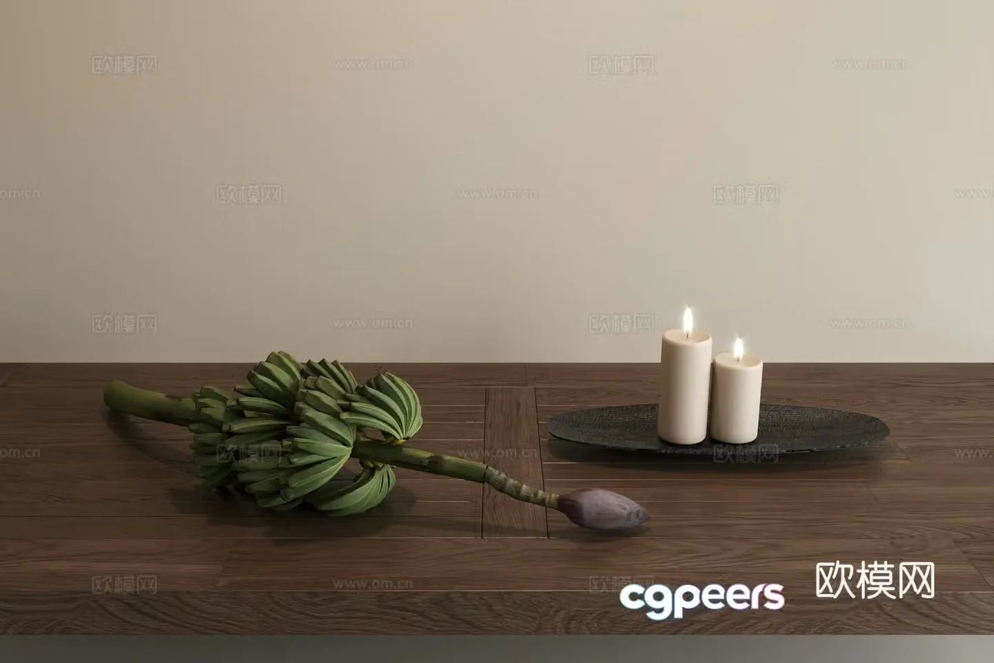 Candle Banana Ornament Banana Dining Table Ornament Ornament Ornament Wasabi Banana Flower Banana Countryside Pastoral Style 3D Model