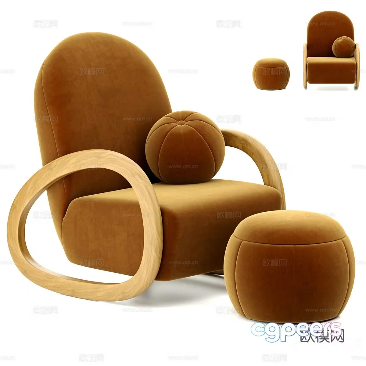 Modern Cream Style Pollie Marigold Lounge Chair 3D Model