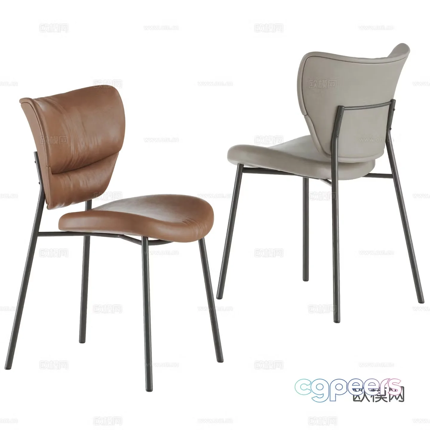 BAXTER modern leather single chair combination dining chair book chair writing chair chair 3d model