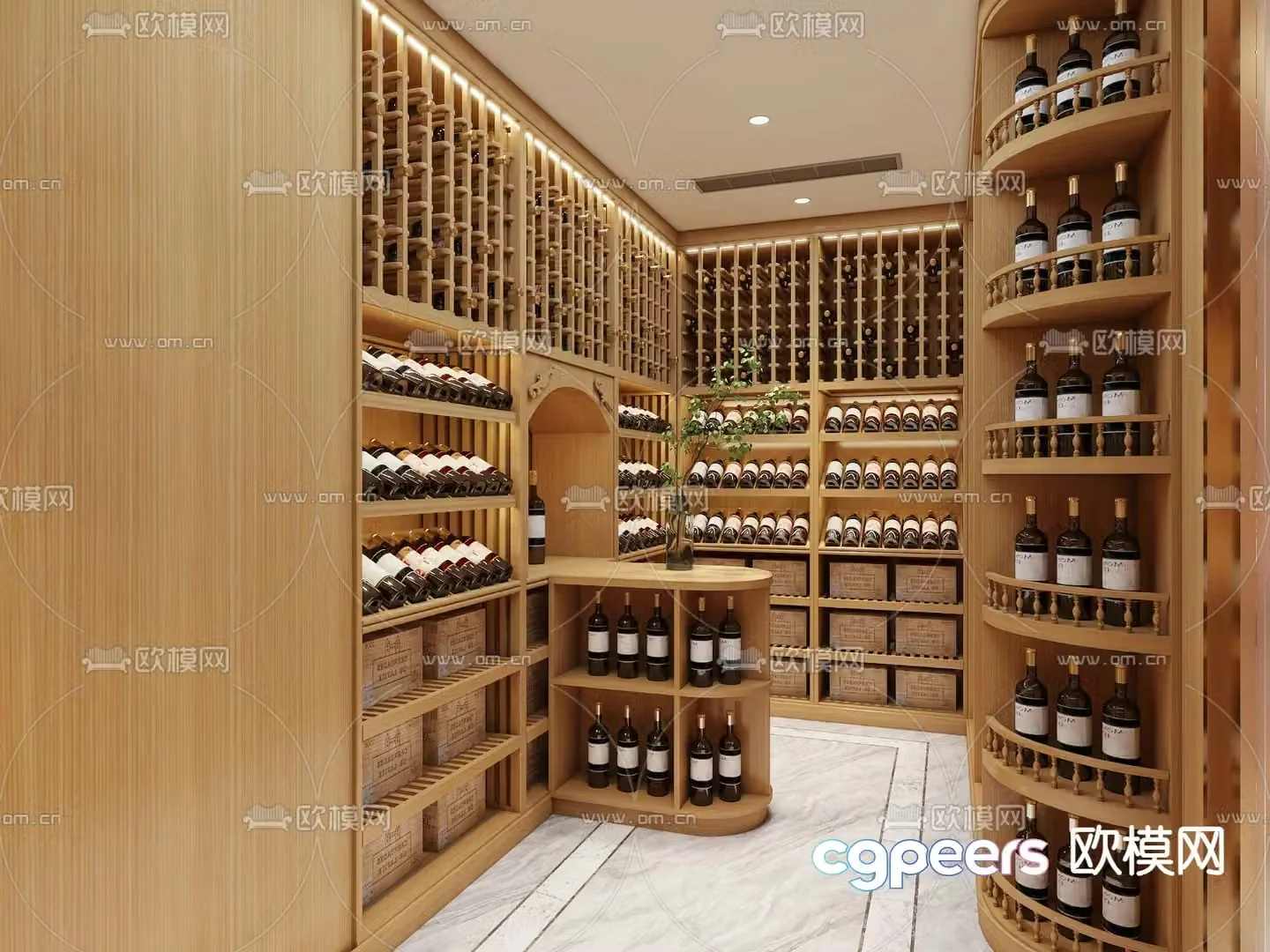 Red wine cellar refrigerator constant temperature room 3D model