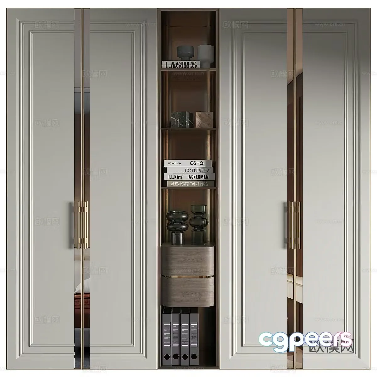 Neoclassical light luxury door wardrobe 3D model