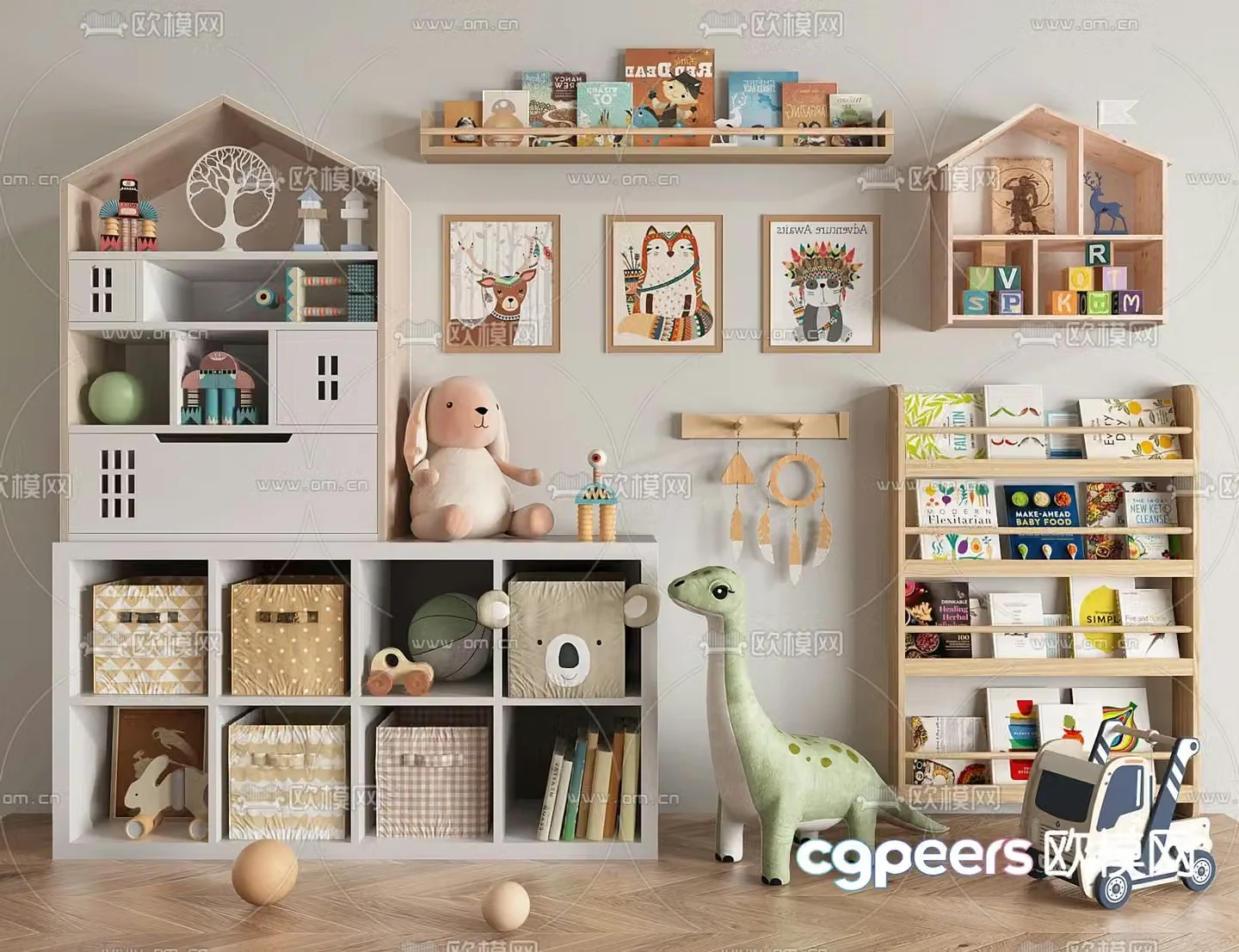 children’s bookcase bookshelf toys 3d model