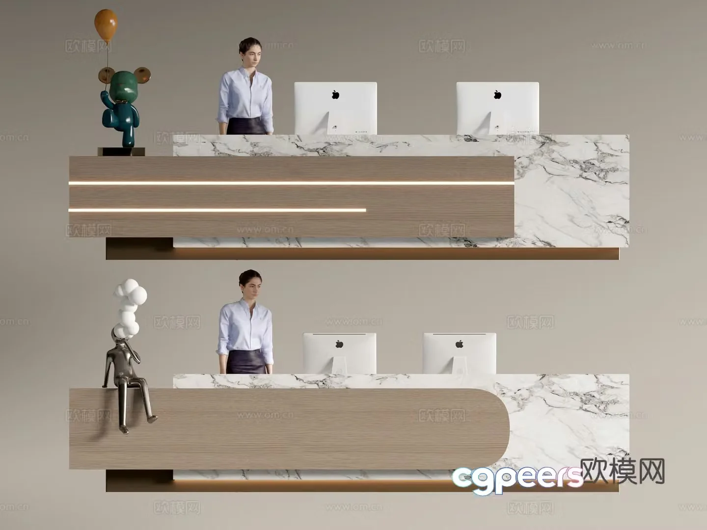 Company front desk reception desk service desk 3d model