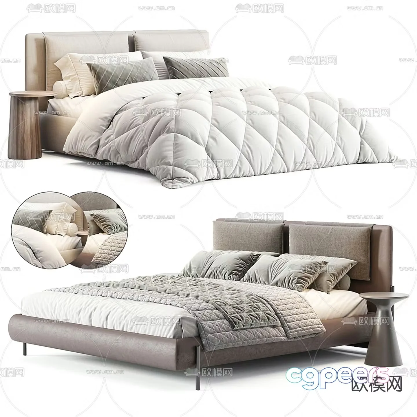 Commercial bed double bed 3d model