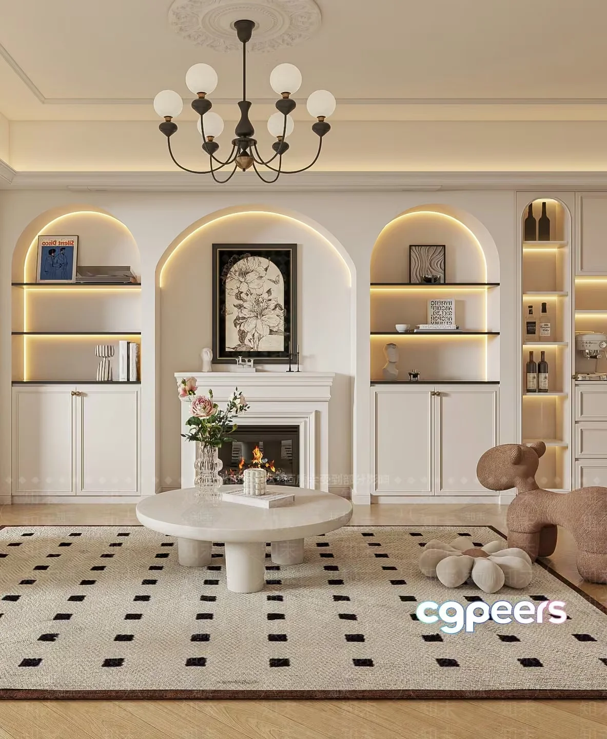 Modern Living Room 3D Model – 16045 – VRAY Render
