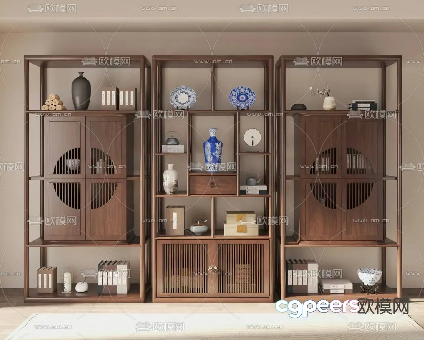 New Chinese style Bogu rack storage rack 3D model