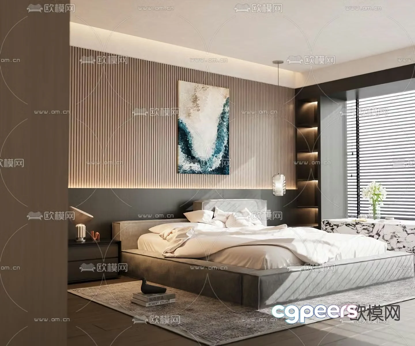 Modern double bed 3d model