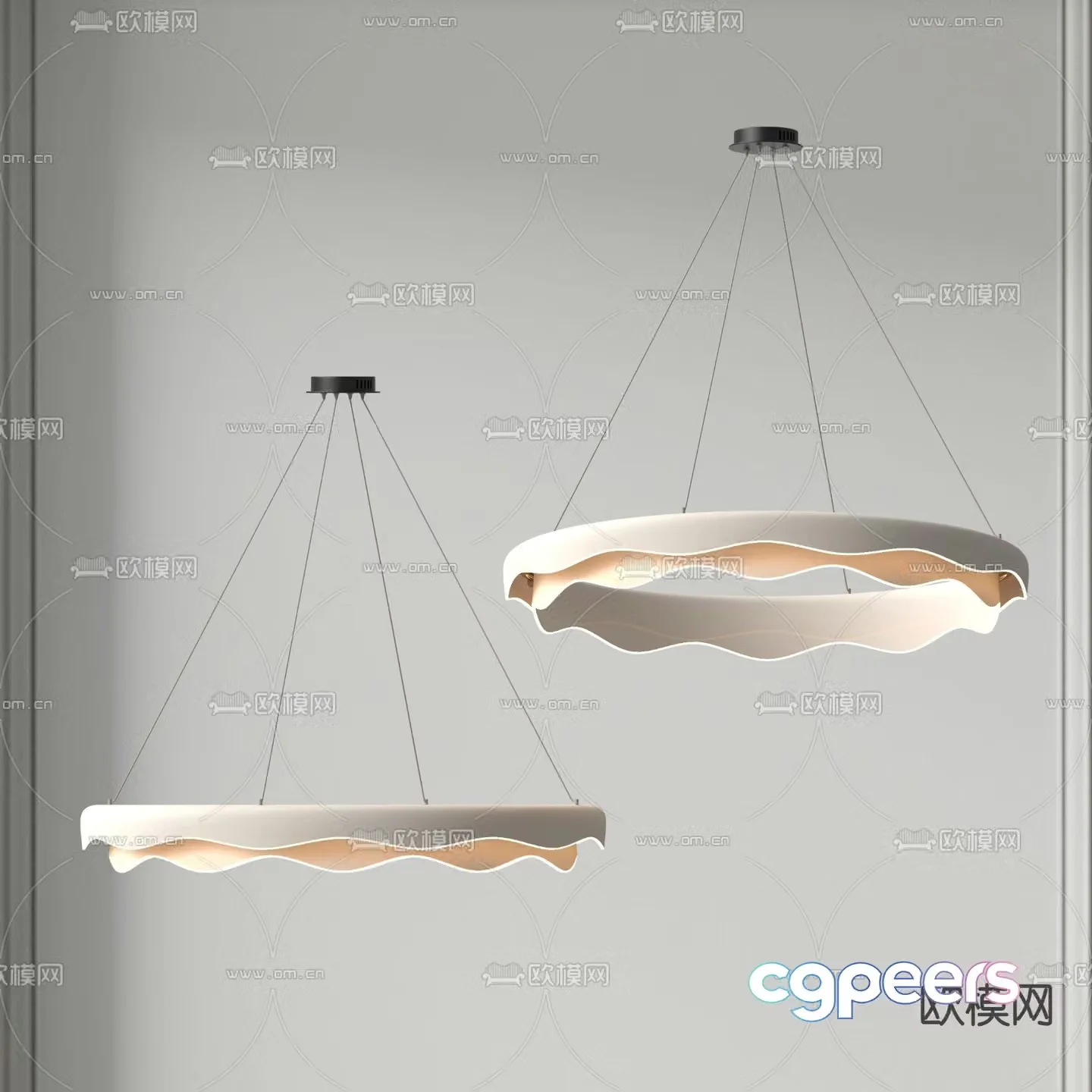 Creamy Chandelier Ring Chandelier 3d Model