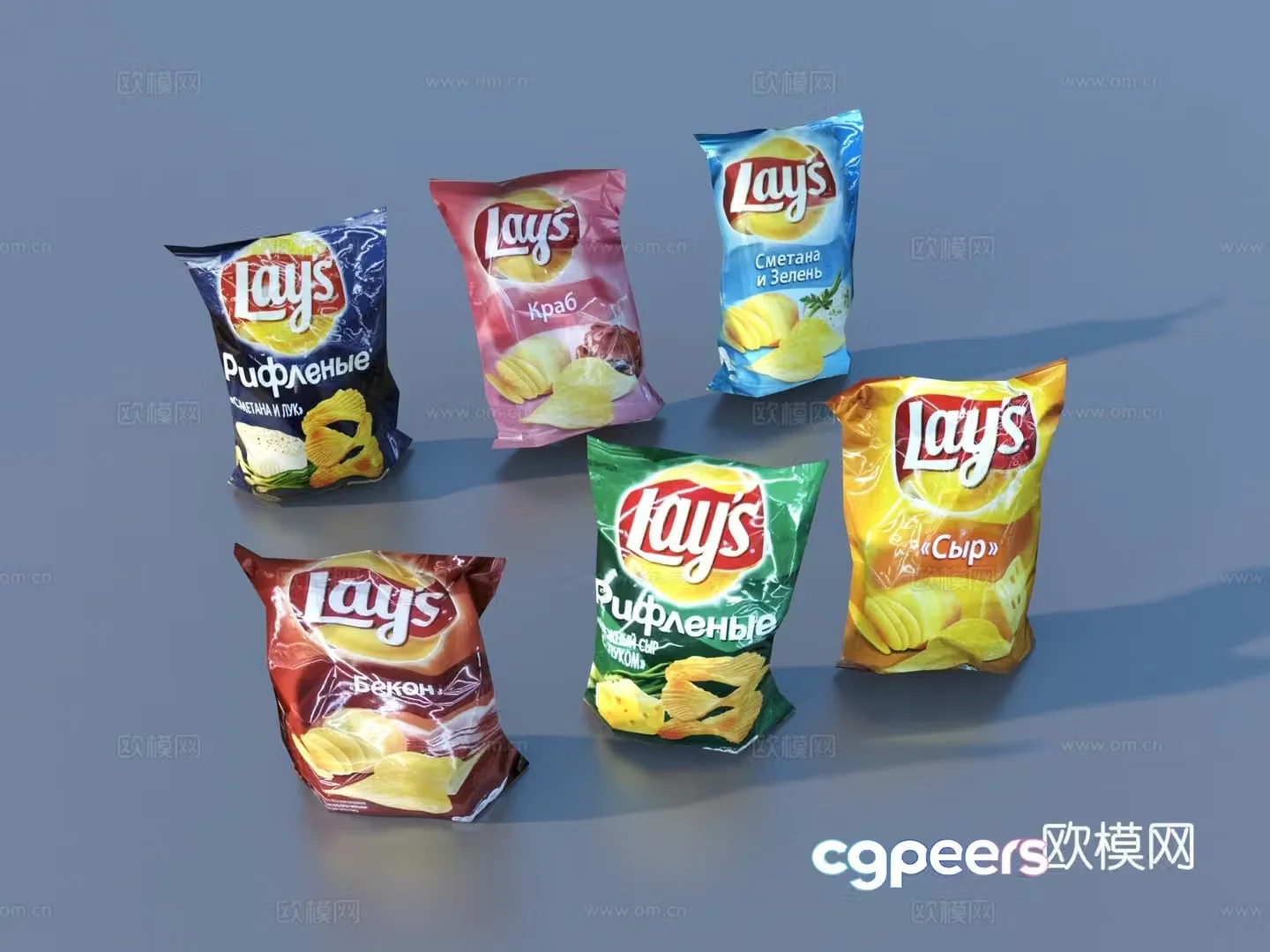 Potato chips snacks casual snacks 3d model