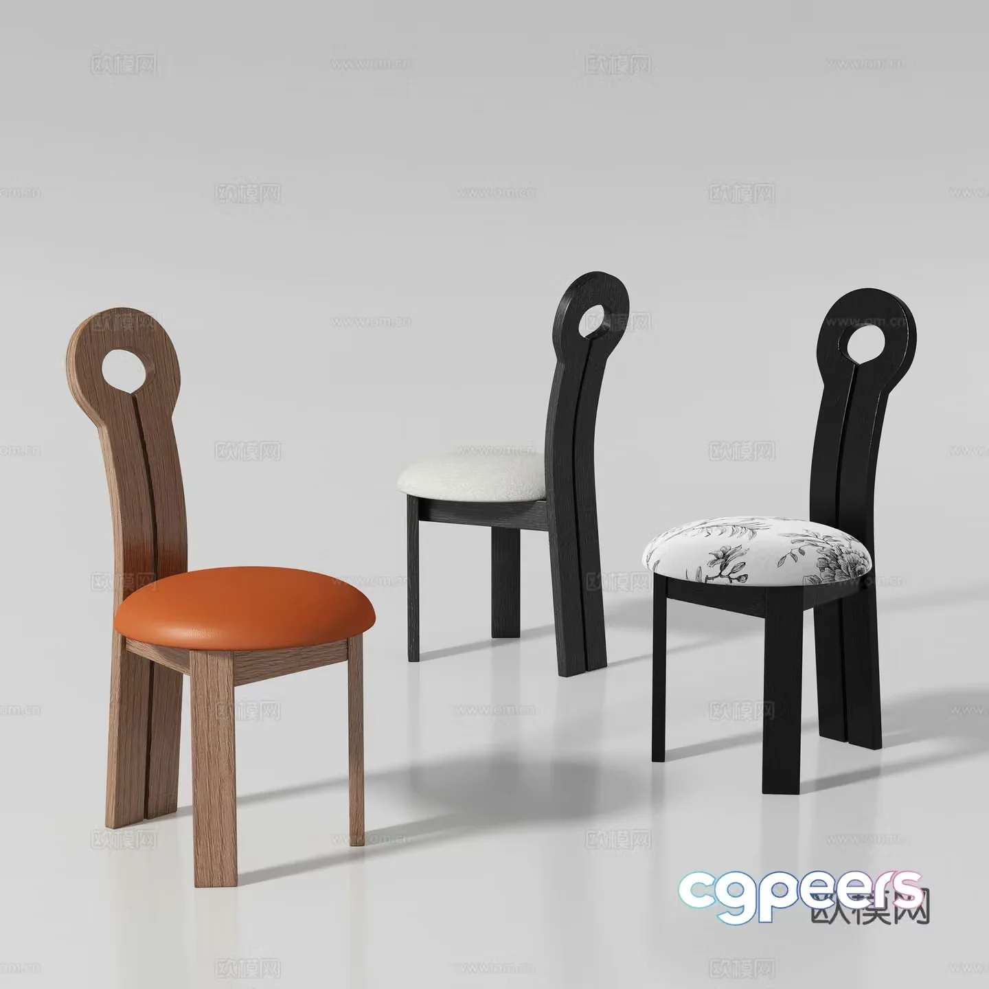 Modern single chair dining chair 3d model