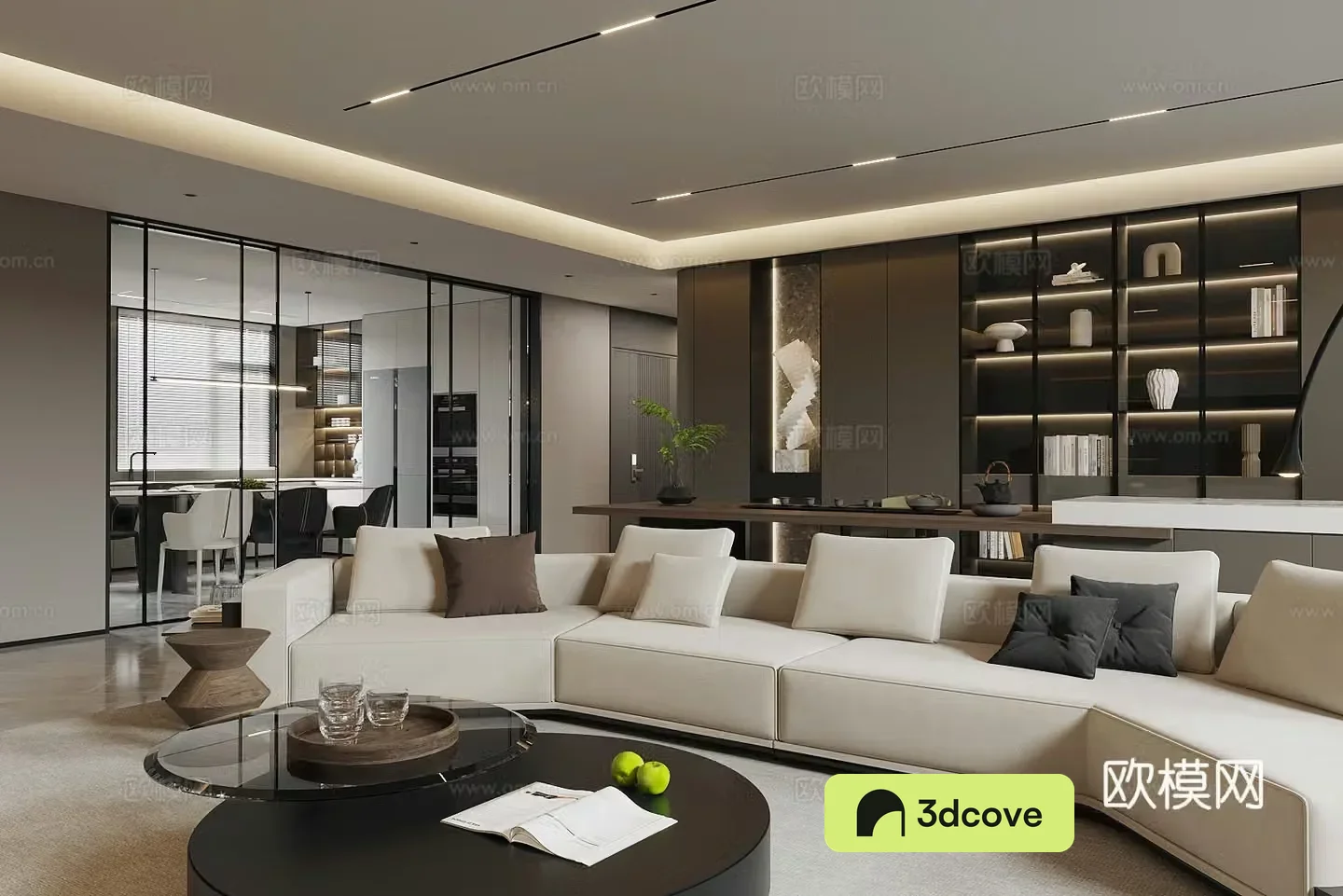 Modern living room light luxury living room Italian living room sofa coffee table combination leather multi-person sofa