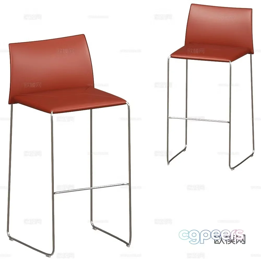 Pellizzoni Modern Bar Chair Minimalist Bar Chair Leather Bar Chair Metal Bar Chair 3D Model