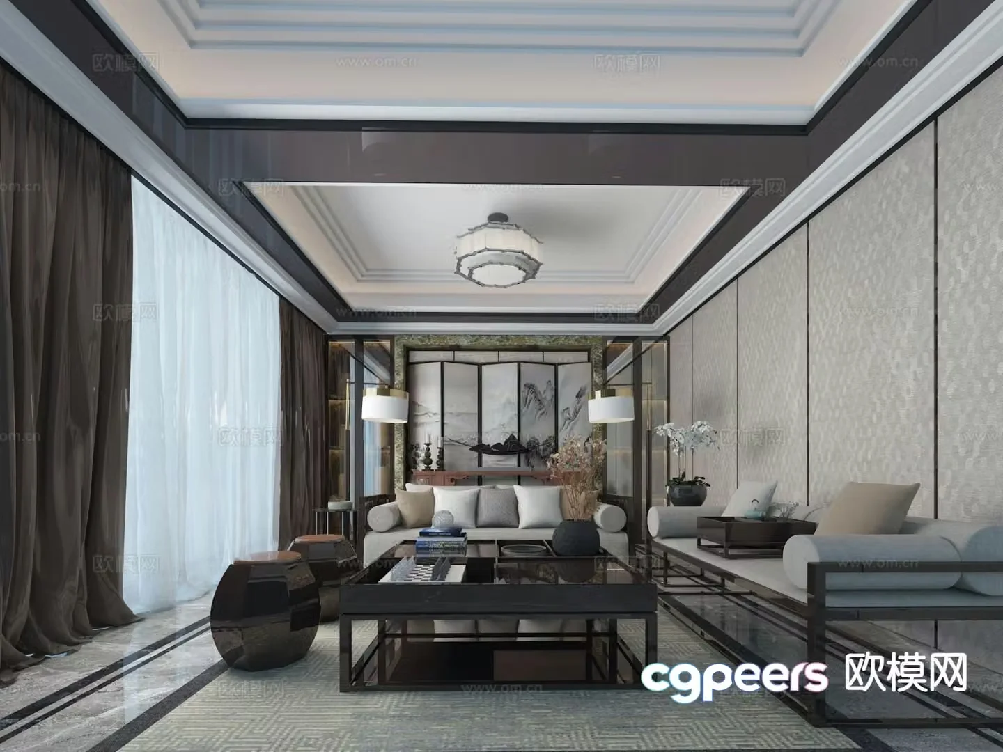 New Chinese style living room 3d model