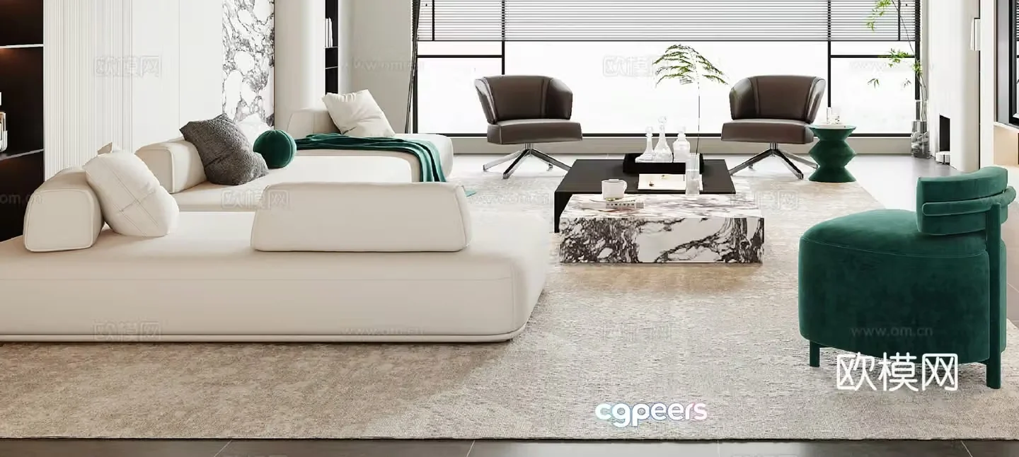 Modern sofa coffee table combination 3D model