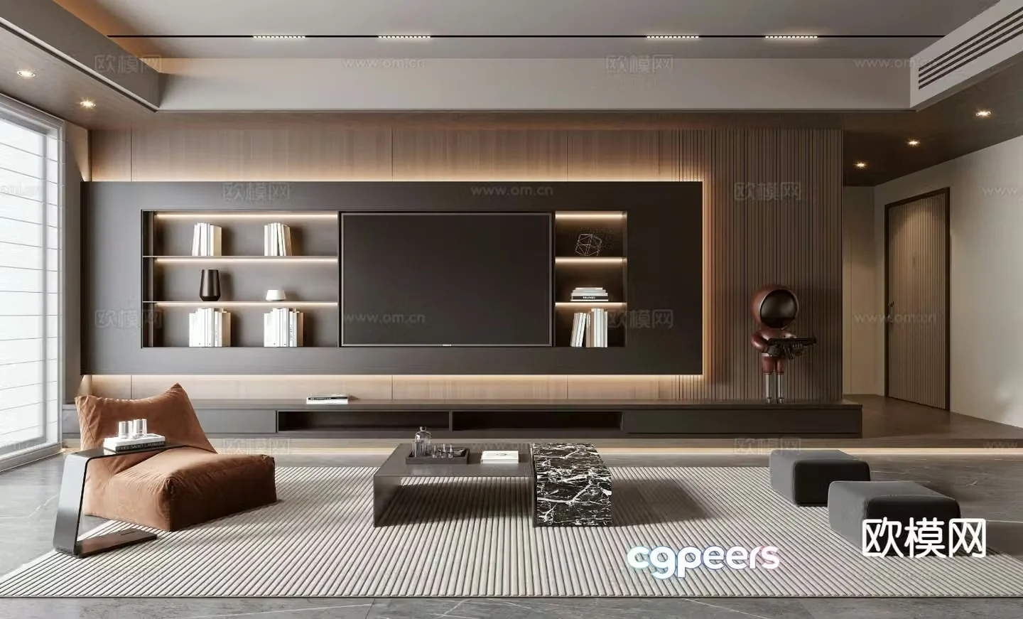 Italian living room TV wall 3d model