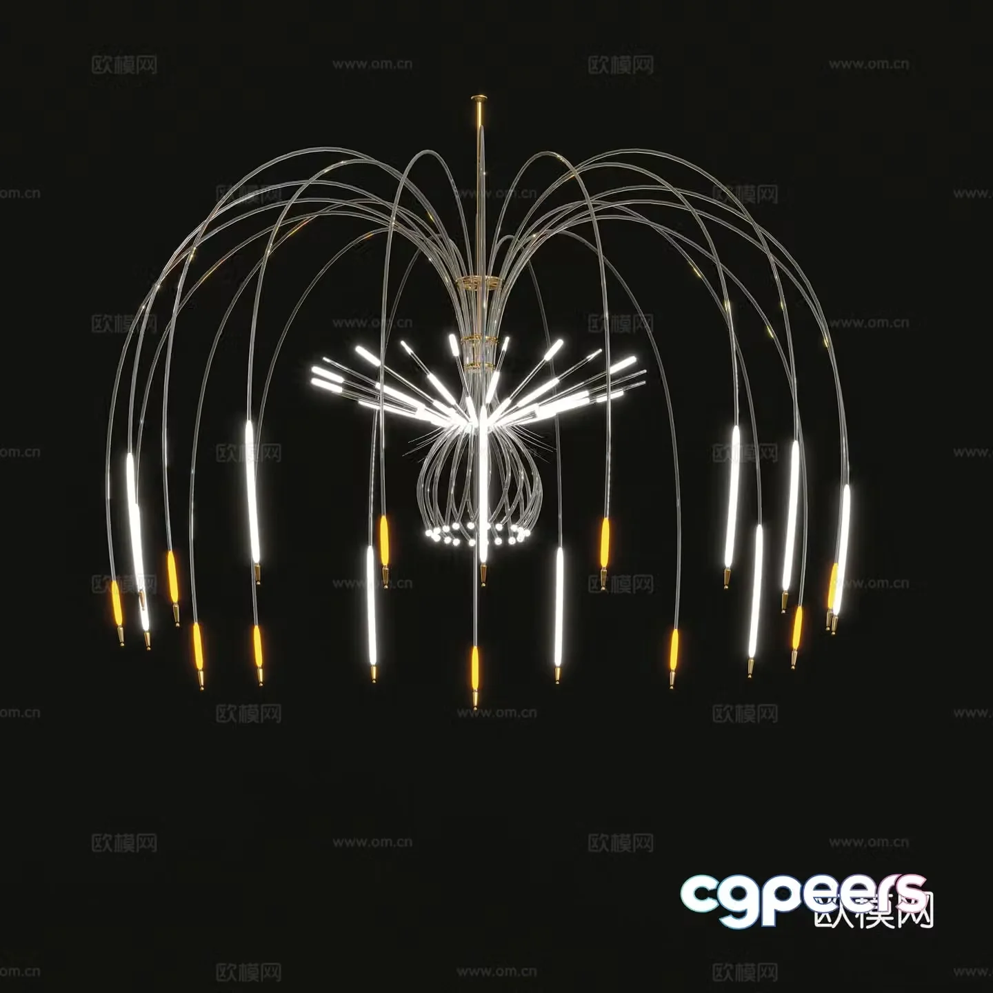 Cool modern simple Nordic light luxury jellyfish-shaped art chandelier 3d model