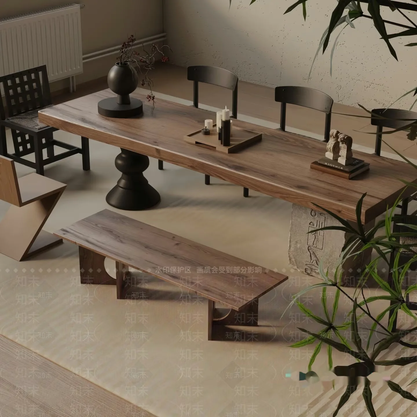 Modern Dining Table 3D Model – 1477 – VRAY Render