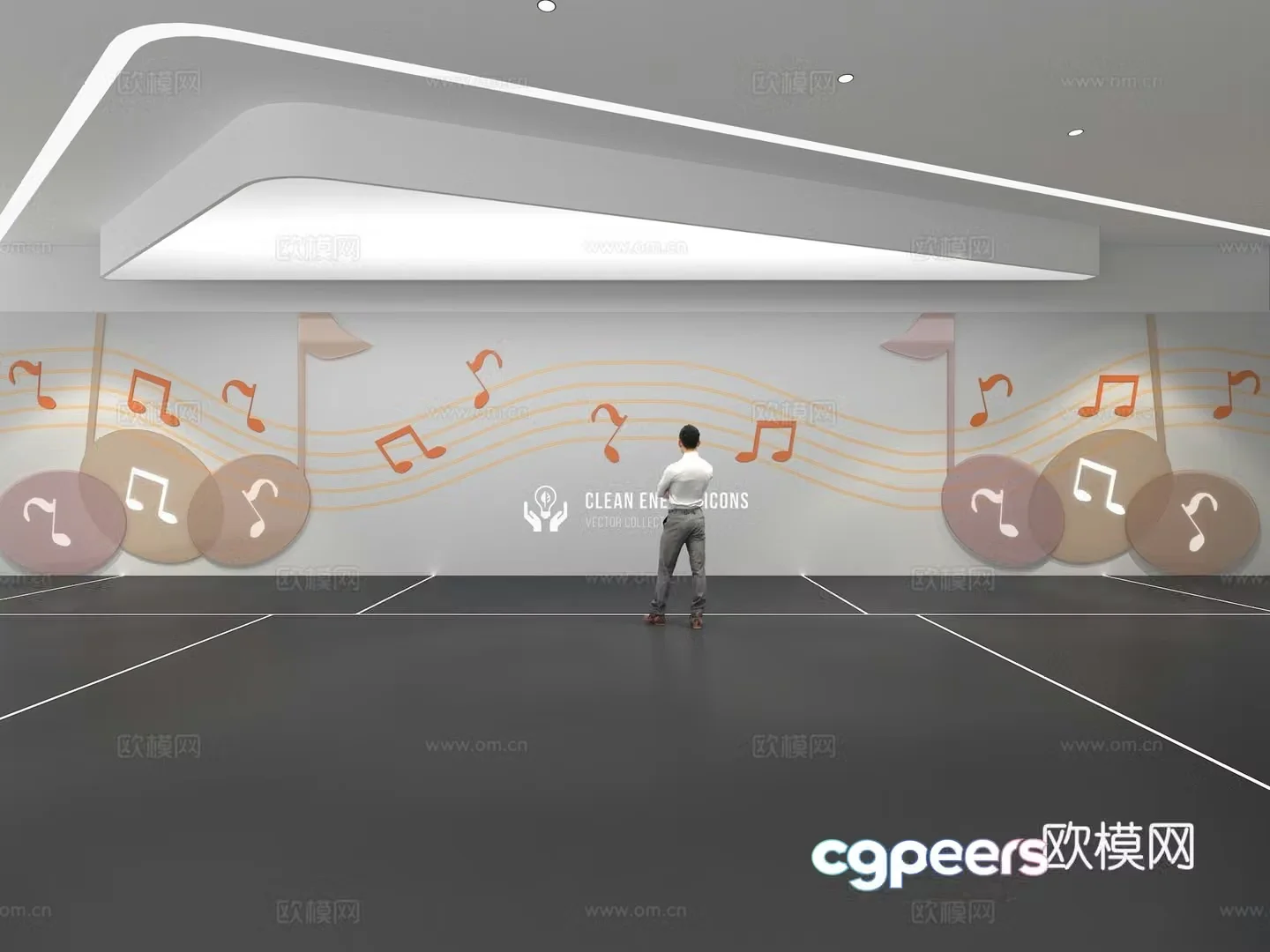 Cultural wall Music culture wall Education Theme wall Exhibition hall Campus culture Corridor 3D model