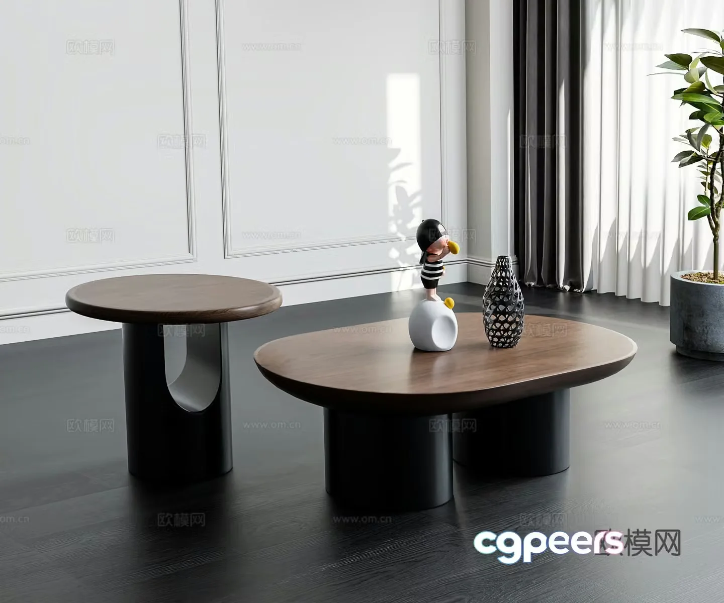 Medium cream tea table cream style 3d model