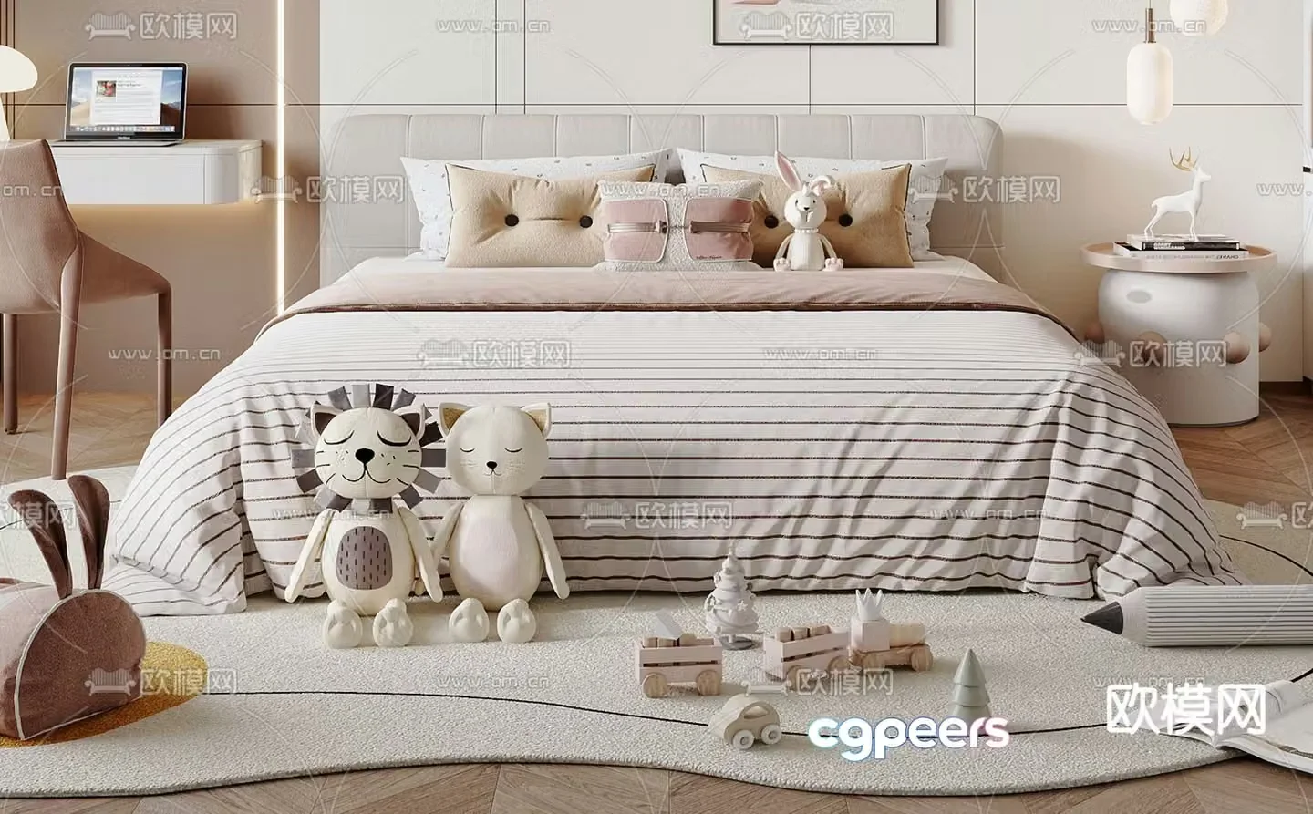 children’s bed double bed child’s bed 3d model