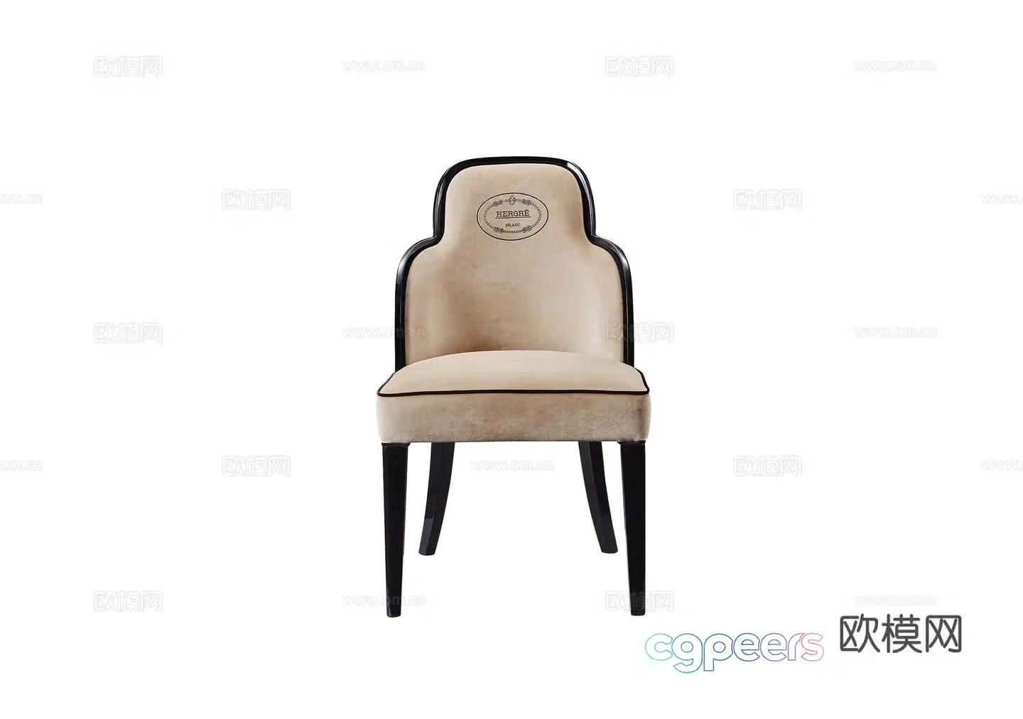 Light luxury European style dining chair 3d model