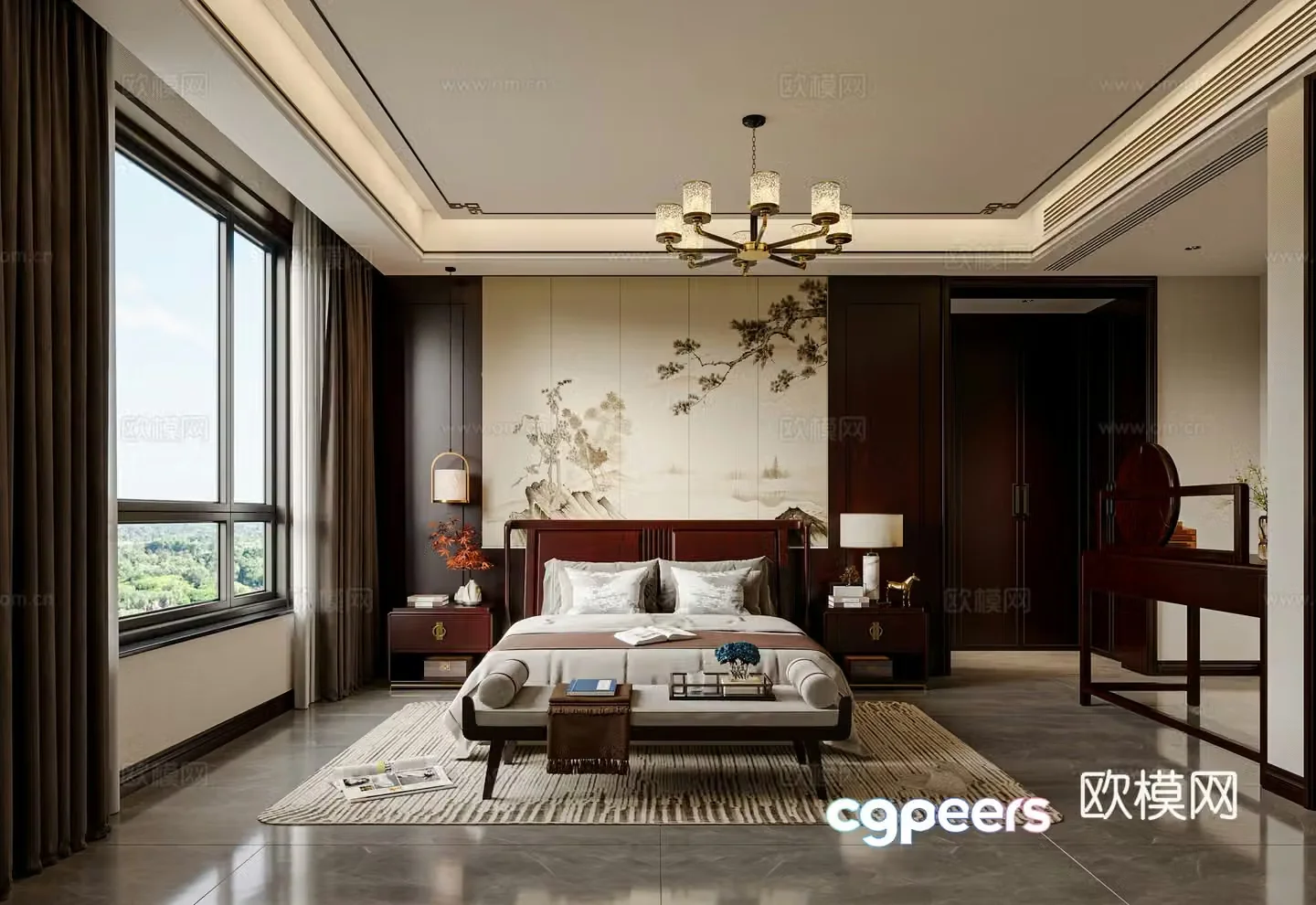 New Chinese bedroom 3D model