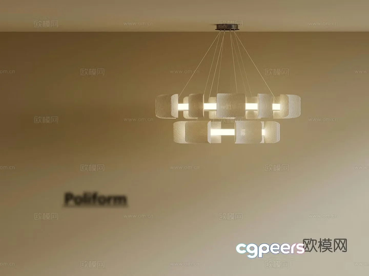 Modern Cream Style Chandelier Living Room Chandelier 3D Model