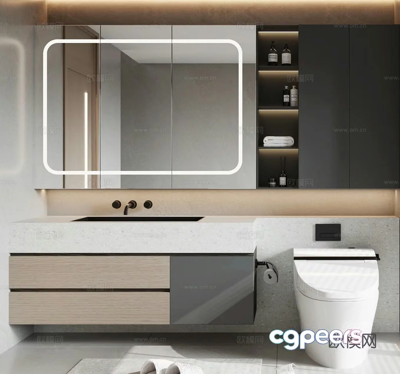 Modern bathroom cabinet combination 3D model