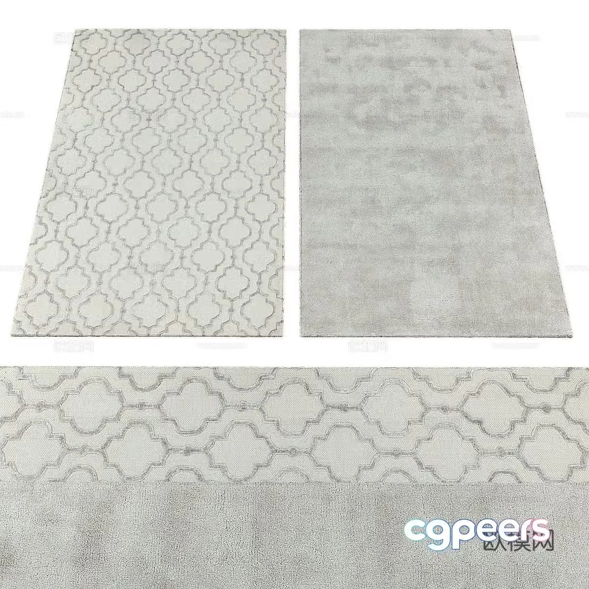 Simple European geometric pattern carpet 3D model