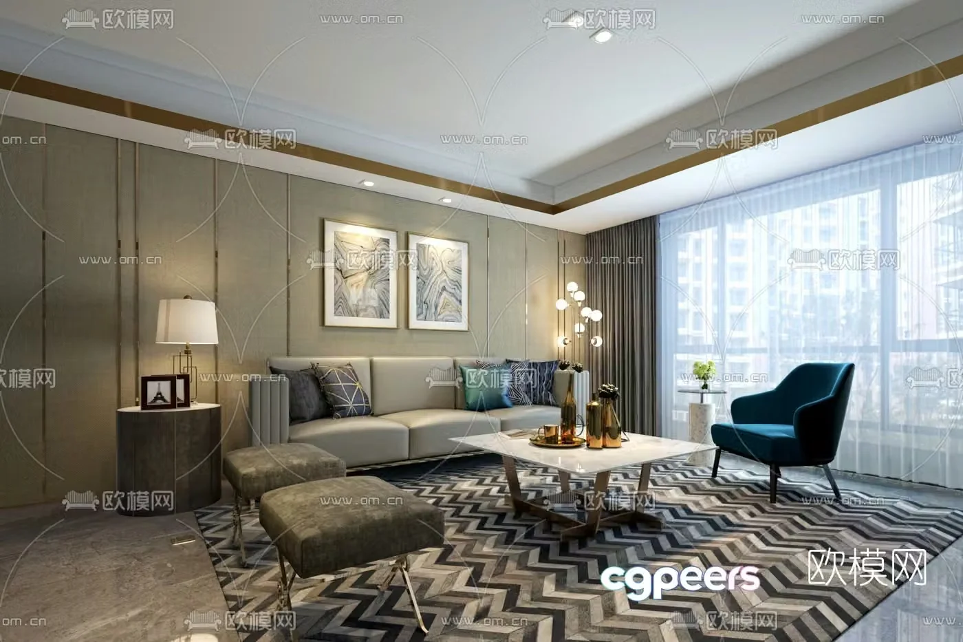 Force Design Modern Living Room 3D Model