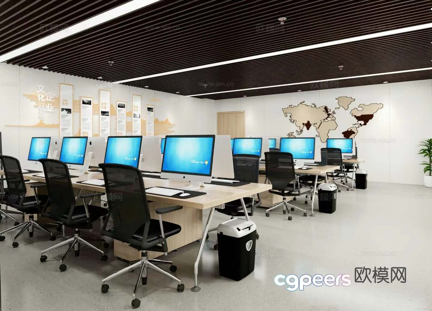 Modern employee office employee office space 3d model