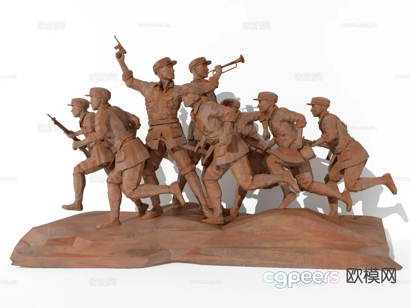 Revolutionary Sculpture Red Army Sculpture Figure Sculpture 3D Model