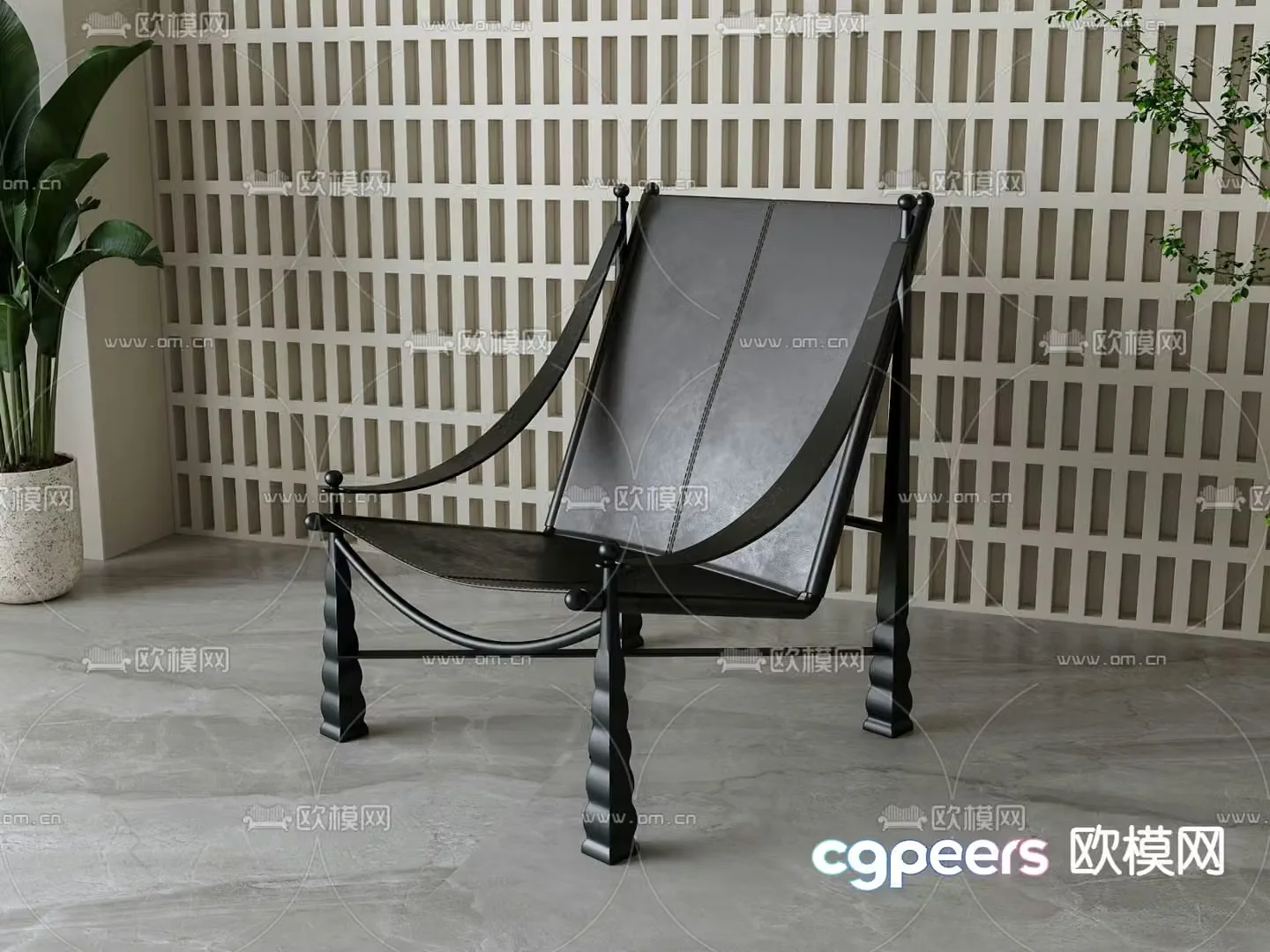 Leather chair casual chair 3d model