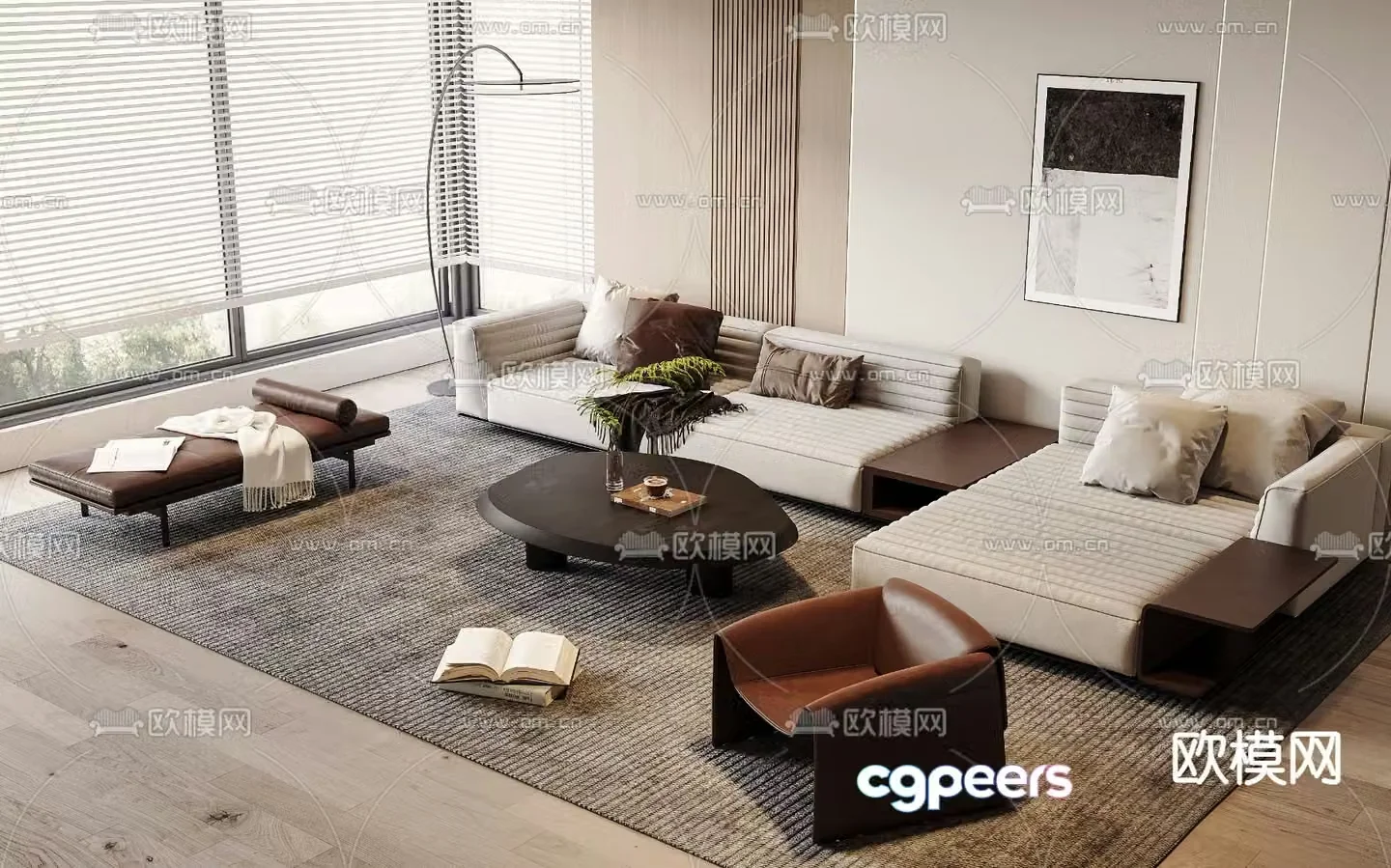 Modern sectional sofa 3d model
