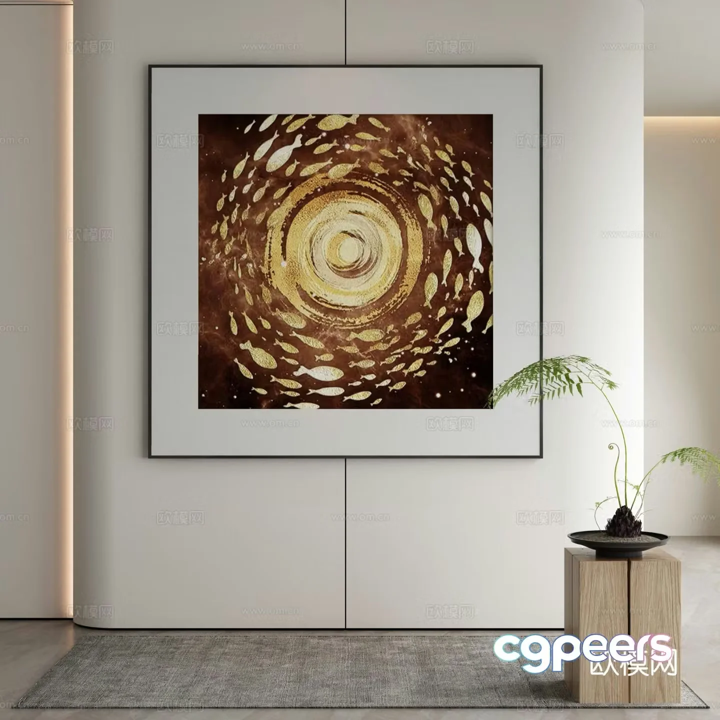 Modern texture painting decorative painting 3d model