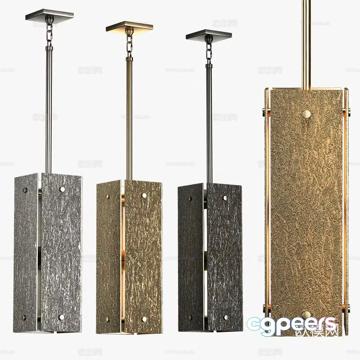 Modern light luxury metal chandeliers 3D model
