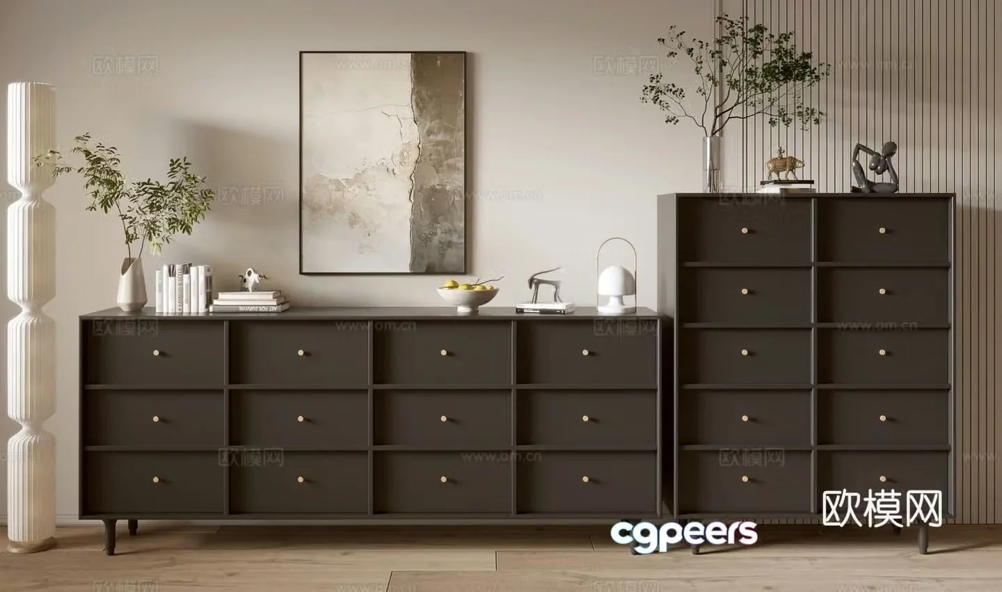 Modern chest of drawers side cabinet 3d model