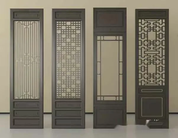 Four Tall Narrow Dark Brown Decorative Panels 3D Model – 757 – VRAY Render