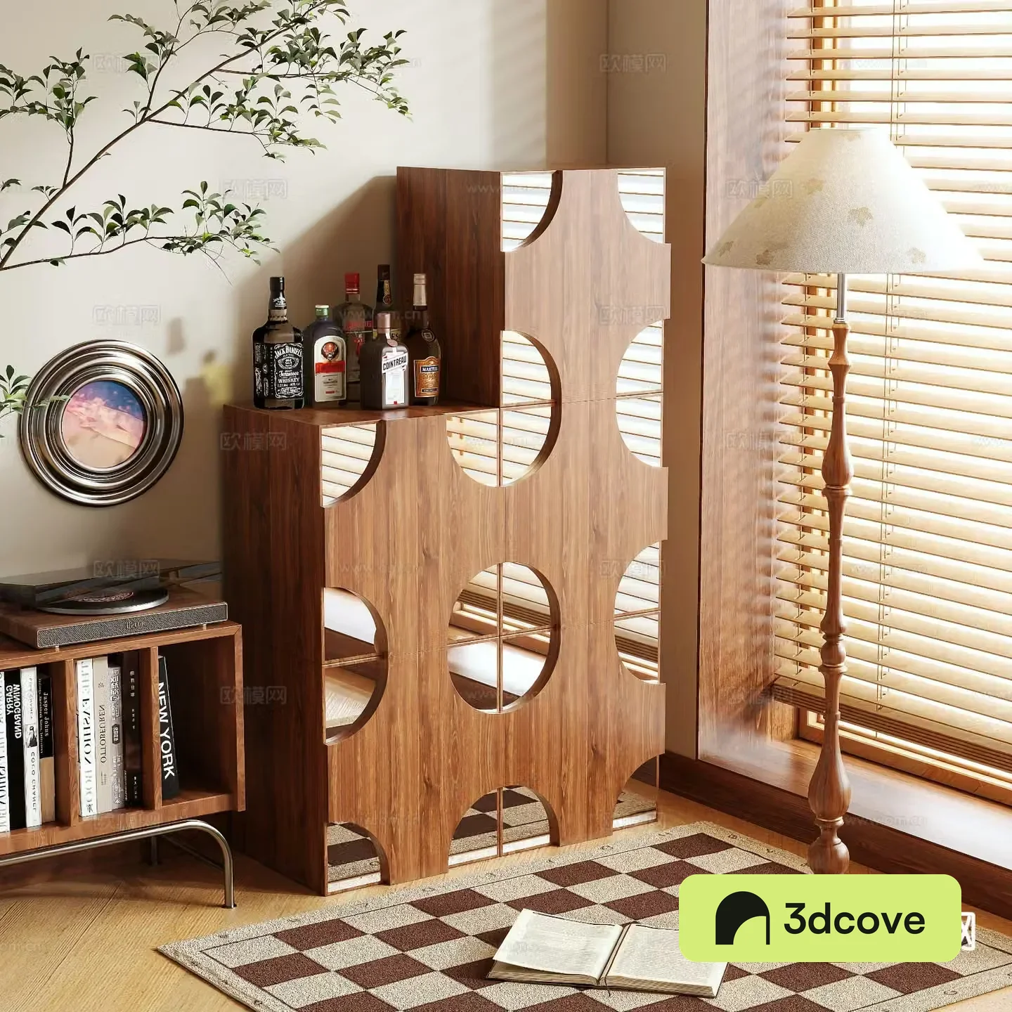 Log style cabinet storage cabinet 3d model