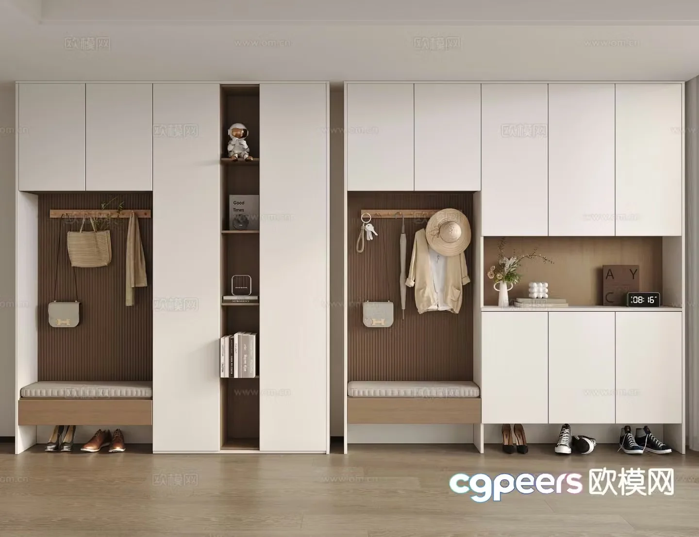 Modern entrance shoe cabinet 3D model