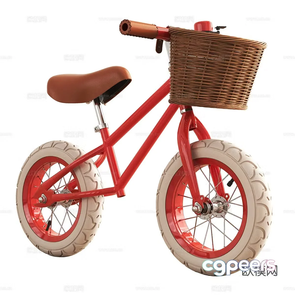 Modern cream style children’s balance bike 3d model